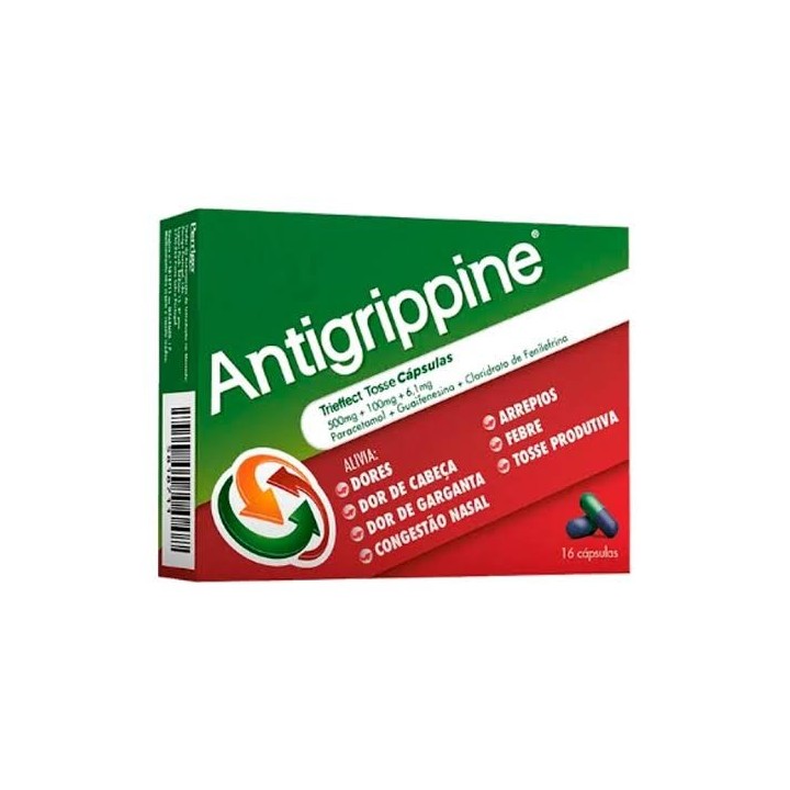 Antigrippine Trieffect Tosse , 500 mg + 6.1 mg + 100 mg Blister 16 Unidade(s) Caps