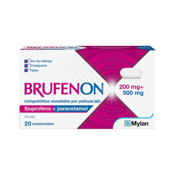 Brufenon MG, 200 mg + 500 mg Blister 20 Unidade(s) Comp revest pelic